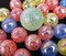 25 Glass Marbles STAR DUST Speckled Glitterbomb red green yellow blue Shooter